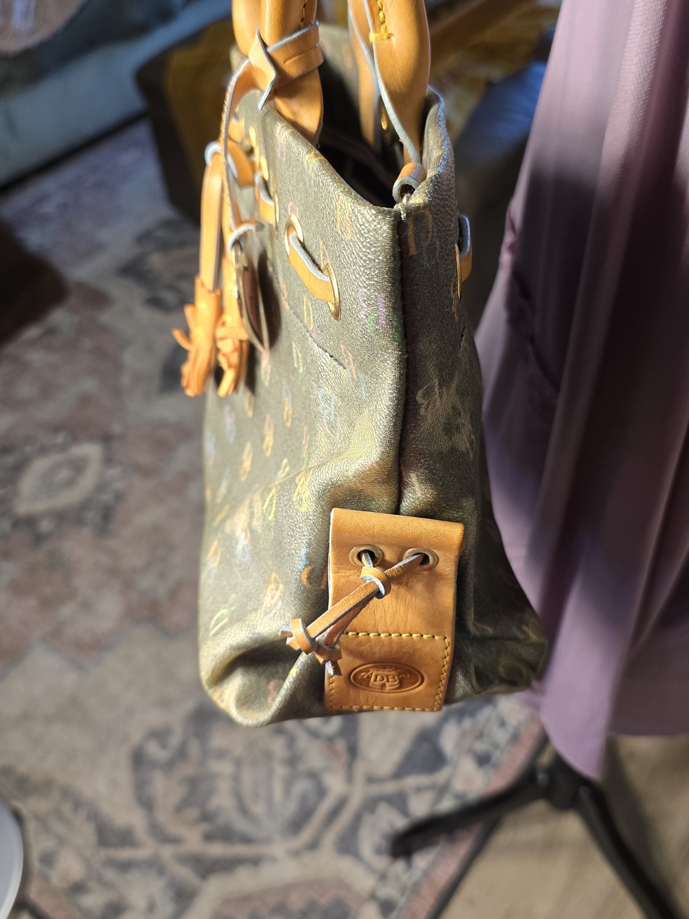 💖 Y2K Dooney & Bourke Multicolor Rainbow DB Logo Tassel Heart Mini Tote Purse - Picture 13 of 16